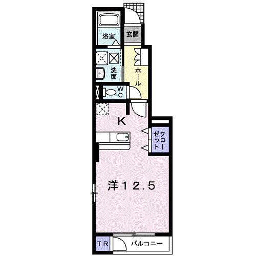 ミラージュA(ワンルーム/1階)の間取り写真