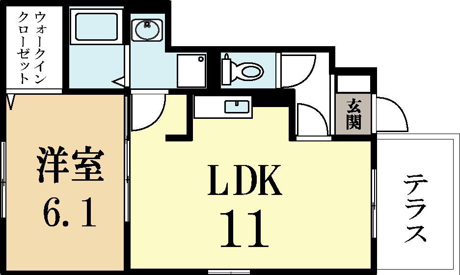 ラ・プリマベーラ A棟(1LDK/1階)の間取り写真