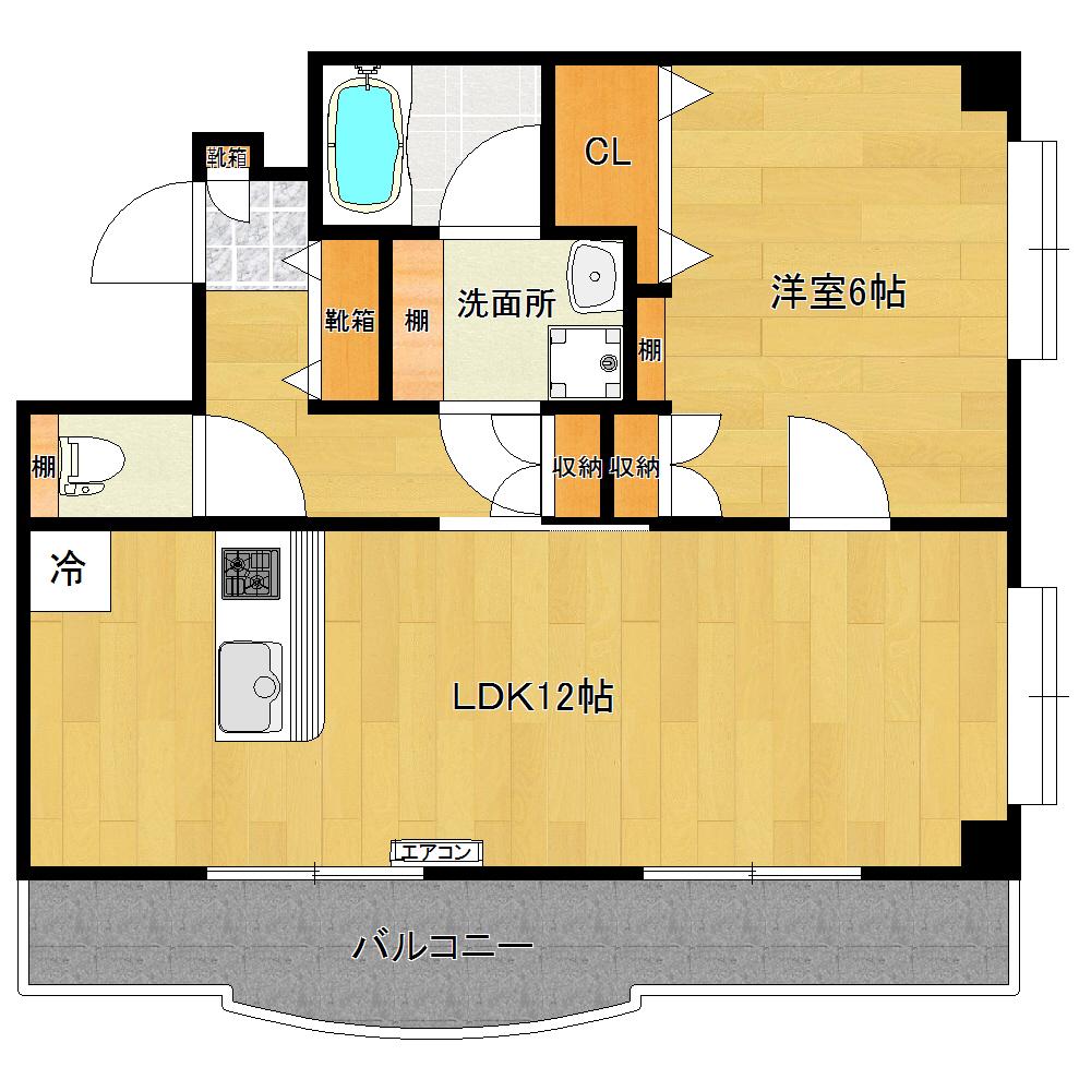 マンションドリーム2(1LDK/1階)の間取り写真