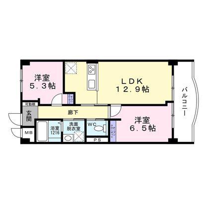 高杉ハイツ丹羽(2LDK/2階)の間取り写真