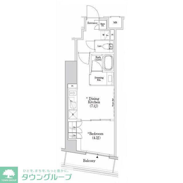 ザ・パークハビオSOHO市谷左内町(1DK/3階)の間取り写真