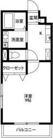 アンプルールリーブルYAMAHATA(1K/2階)の間取り写真