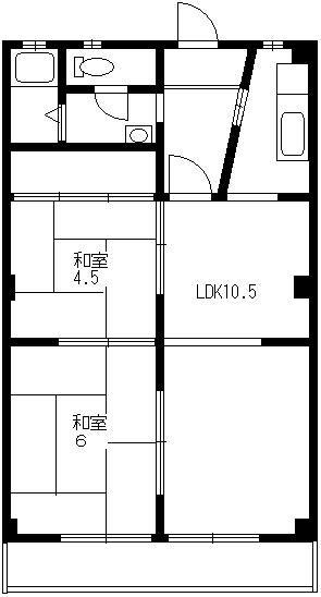 江南荘(2LDK/5階)の間取り写真