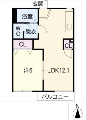 養老パークハウスA棟(1LDK/2階)の間取り写真