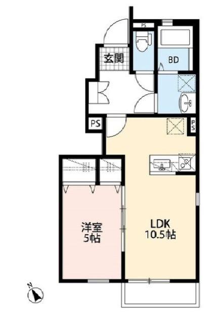 デュラカーサ 西大宮Ⅰ(1LDK/1階)の間取り写真