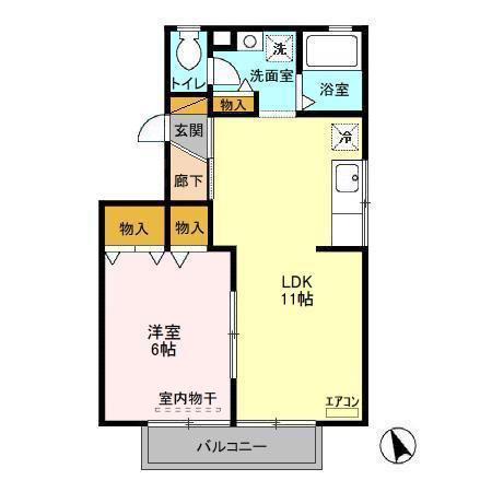 ヴェルドミールA(1LDK/1階)の間取り写真