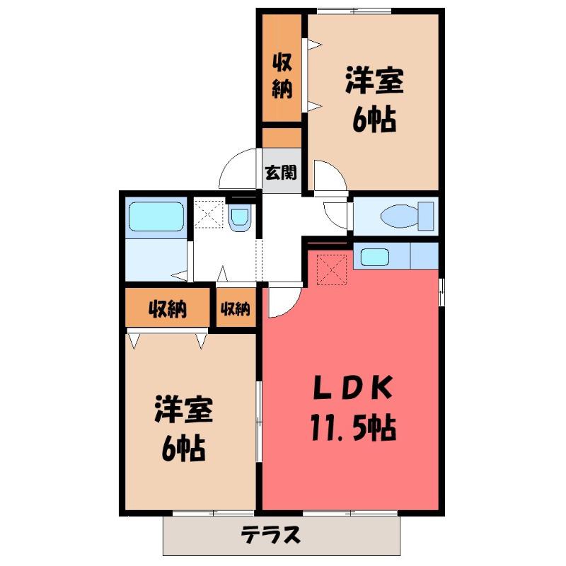 神沢の丘(2LDK/1階)の間取り写真
