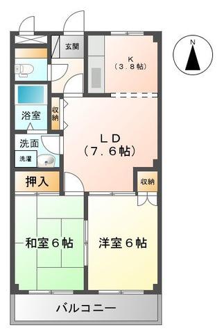 LIX HAMANO(2LDK/3階)の間取り写真