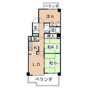 名鉄鈴彦小坂本町ハイツ(2LDK/9階)の間取り写真
