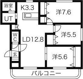 バーリントンコートI(3LDK/2階)の間取り写真