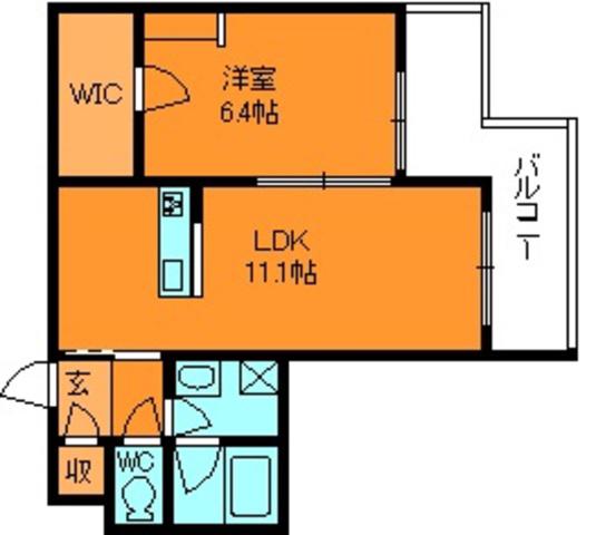 シャーメゾンFUJIMOTO2(1LDK/2階)の間取り写真