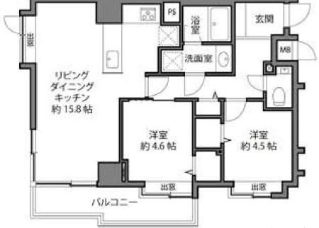 ウィン麻布十番ハラビル(2LDK/2階)の間取り写真
