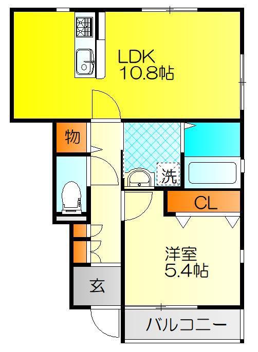 GRAN・CASA B棟(1LDK/1階)の間取り写真