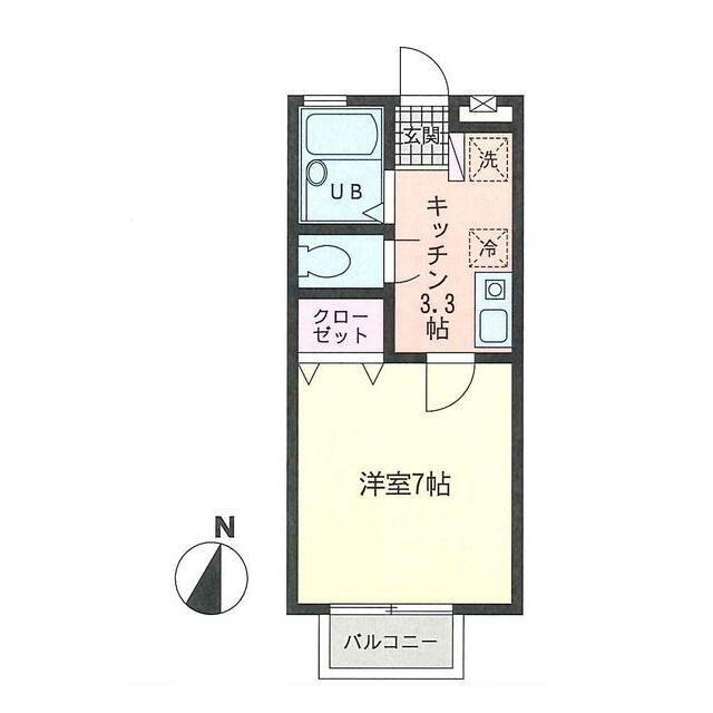 フジスカイ東海岸(1K/1階)の間取り写真