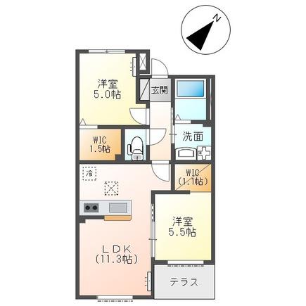 ESPOIR(2LDK/2階)の間取り写真