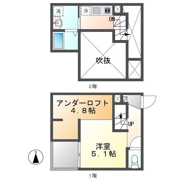 BRIO(1K/2階)の間取り写真