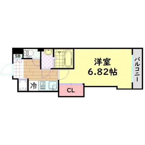 LUXE難波西III(1K/3階)の間取り写真