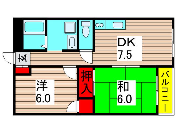 パークヒル舎人(2DK/6階)の間取り写真