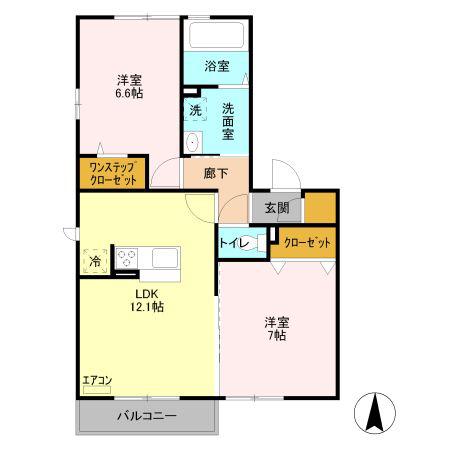 コリーヌ C(2LDK/2階)の間取り写真