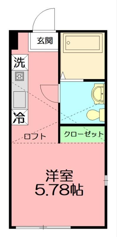 グリーンポート(ワンルーム/2階)の間取り写真