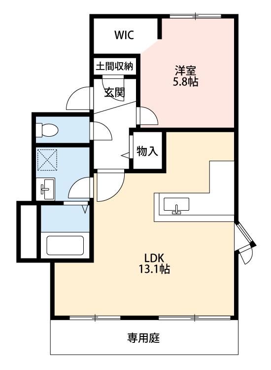 ハイネス・香(1LDK/1階)の間取り写真