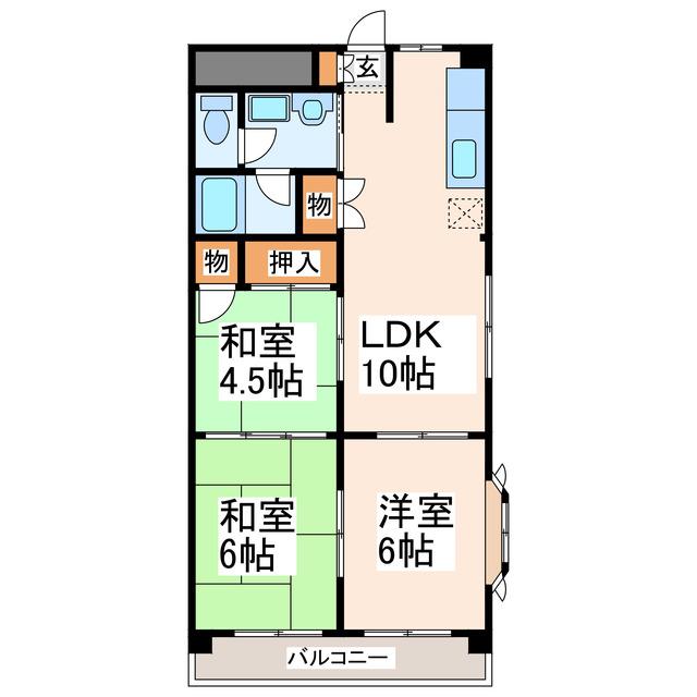 新大江ハイデンス(3LDK/2階)の間取り写真