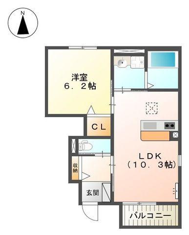 E´TOILE D´OR (1LDK/1階)の間取り写真