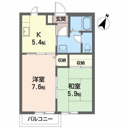 エヴァーグリーン(2K/2階)の間取り写真