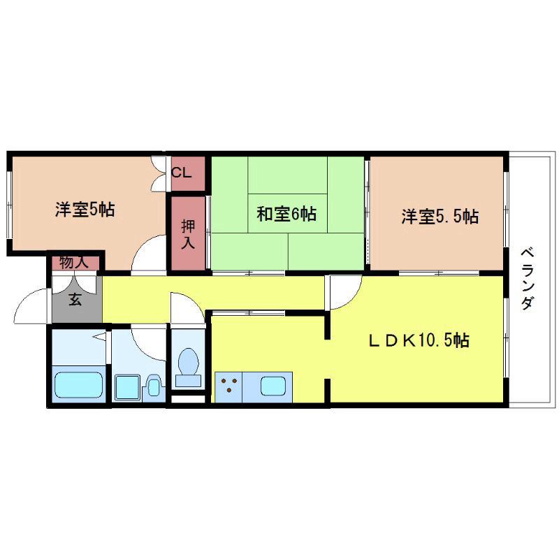 DEARCOURT明の春(3LDK/2階)の間取り写真