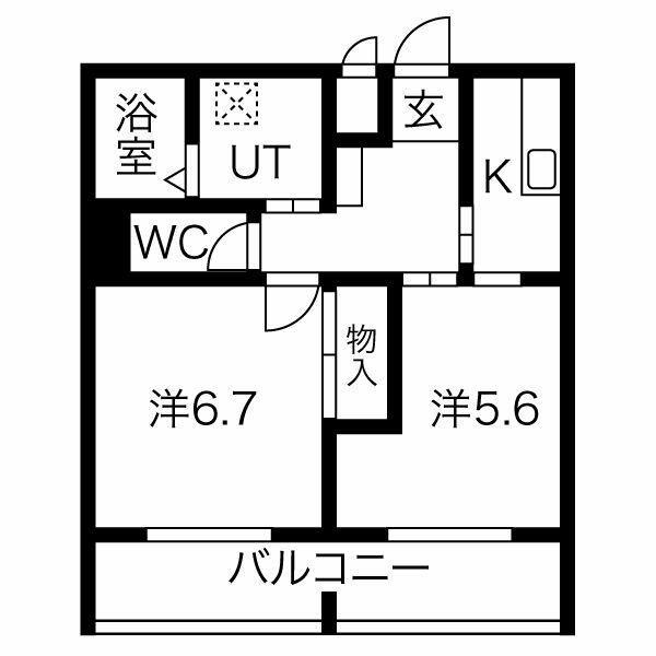 メゾンドール永塚(1DK/2階)の間取り写真