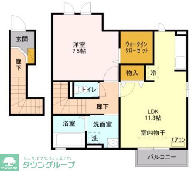 フローラI(1LDK/2階)の間取り写真