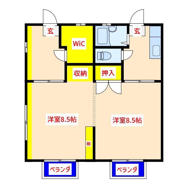 サンシティ10(2SK/1階)の間取り写真
