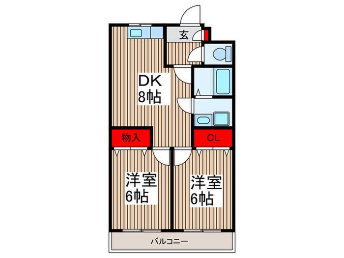 アーバンセピア(2DK/3階)の間取り写真