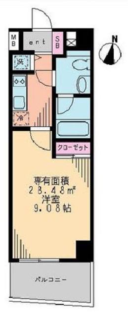 SWEET HILLS(1K/2階)の間取り写真