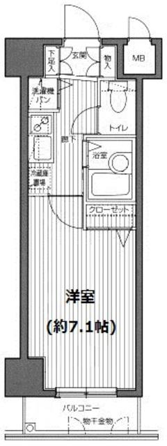 ガラステージ麻布十番(1K/7階)の間取り写真