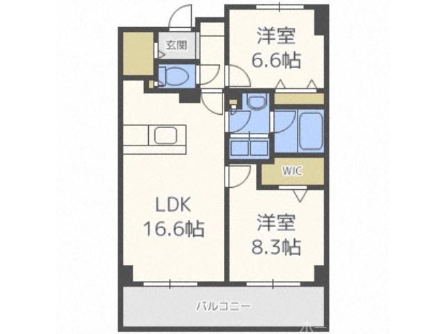 ホーリーフォート南平岸(2LDK/5階)の間取り写真