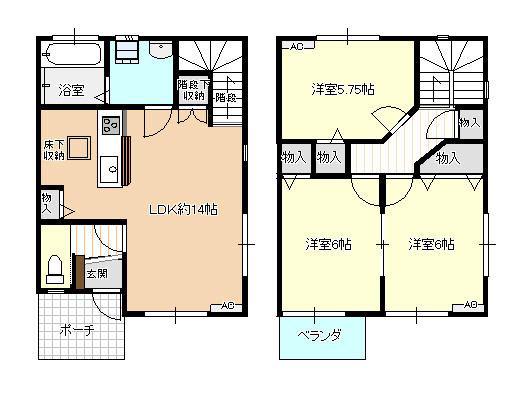ピサリ西荒屋(3LDK/1階)の間取り写真