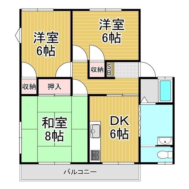 赤羽マンション(3DK/2階)の間取り写真
