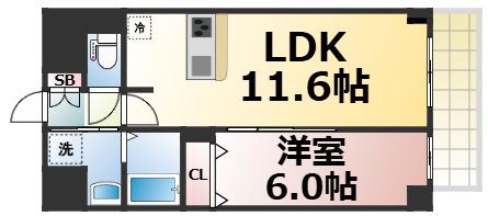 AVENIR 新深江(1LDK/5階)の間取り写真