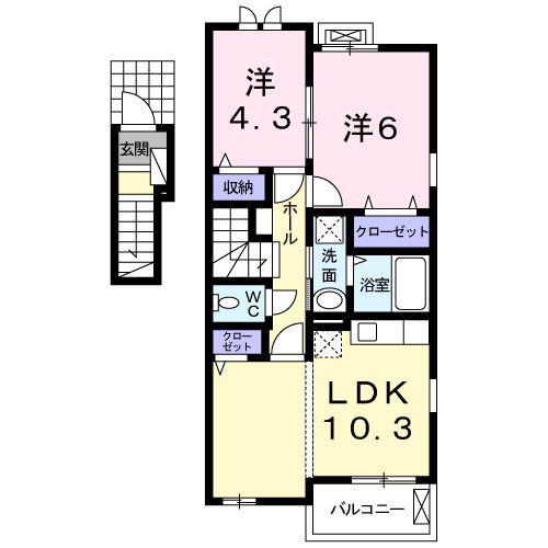 フォルシュM&R(2LDK/2階)の間取り写真