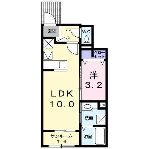 ストリーム(1LDK/1階)の間取り写真
