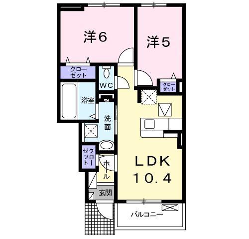 グレースNEO壱番館B(2LDK/1階)の間取り写真