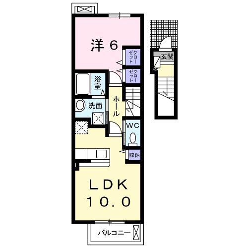 プランドール セゾンI(1LDK/2階)の間取り写真