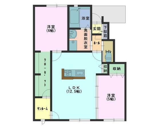 サンパレス白尾I(2LDK/1階)の間取り写真