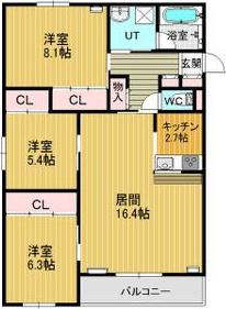 カトレア美園1(3LDK/2階)の間取り写真