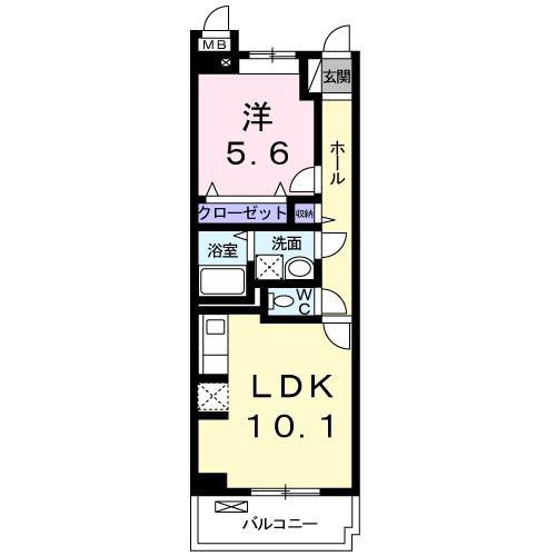 プラシード・レジデンス 鎌倉(1LDK/1階)の間取り写真