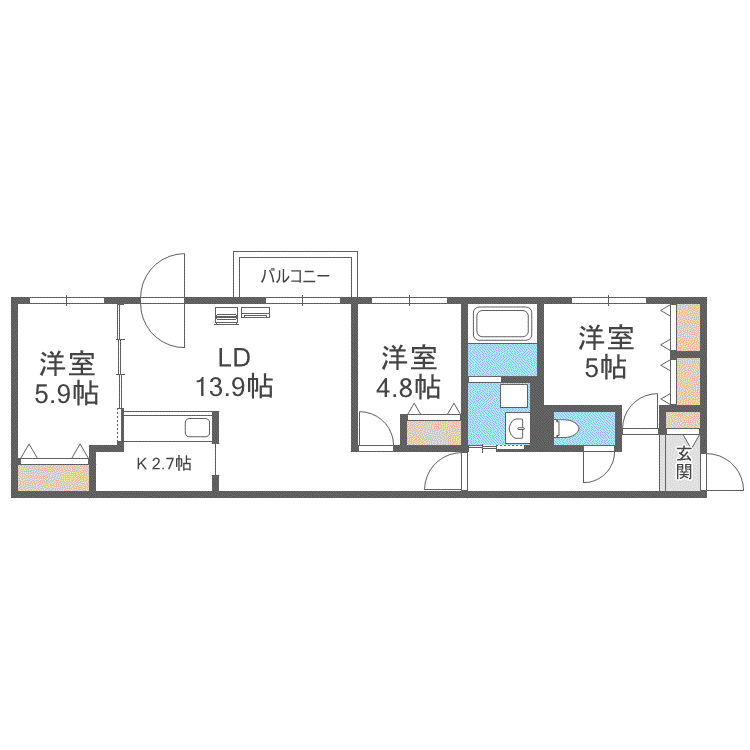 ETERNITY東札幌(3LDK/3階)の間取り写真