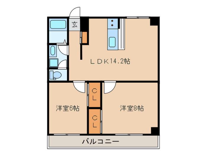 レジデンス横浜鶴見(2LDK/1階)の間取り写真