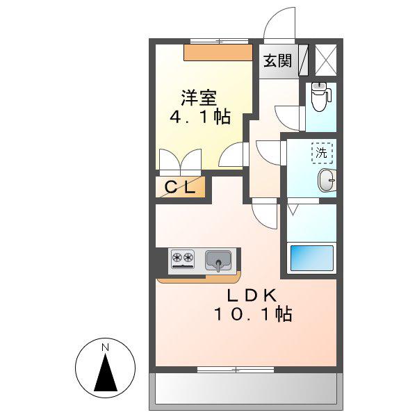 マンダリーネ広江(1LDK/1階)の間取り写真