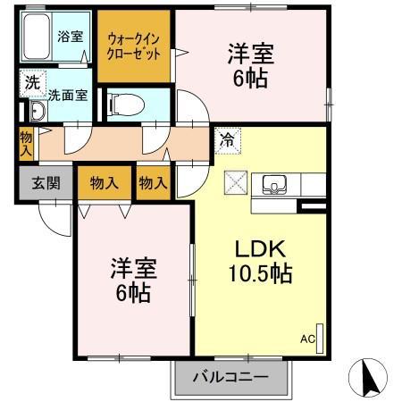 ハピネス(2LDK/1階)の間取り写真
